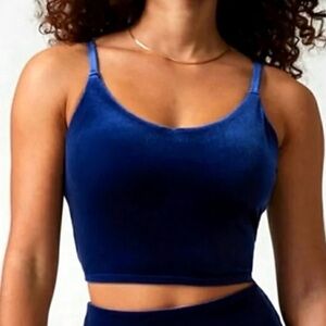 Athleta Elation Blue Velvet Crop Bra Top